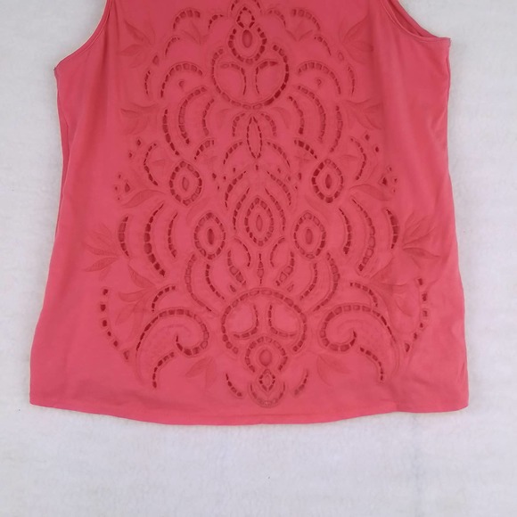 J. Crew Causal Tank Top Size Small in Pink w/ Embroidered Cutout Design - Picture 4 of 10